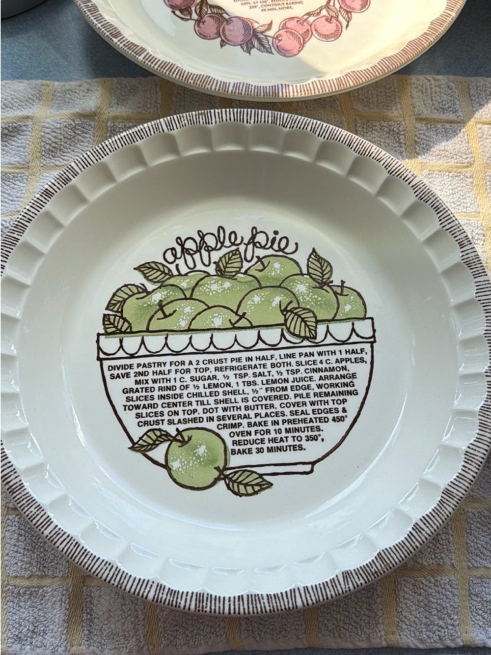 Apple Pie Ceramic Pie Plate With Directions